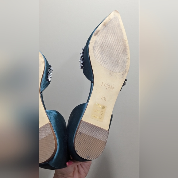 JCrew Emerald Sparkly Jeweled Toe Flats 8.5 - Picture 4 of 4